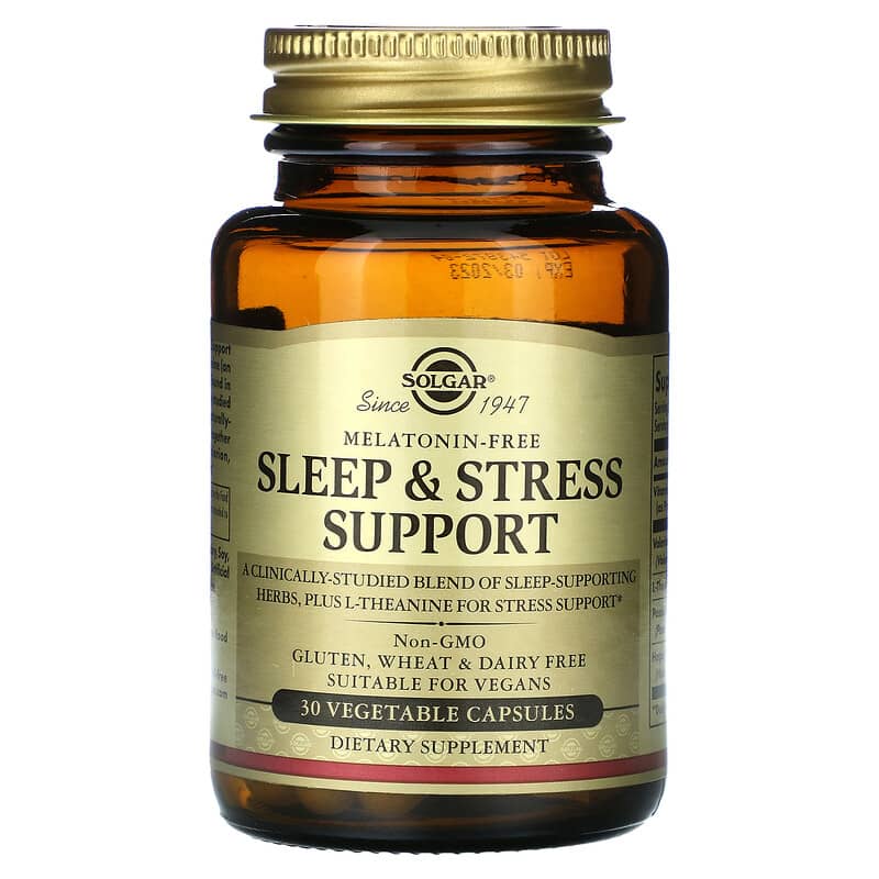 Solgar, Sleep & Stress Support, 30 Vegetable Capsules 33984303195