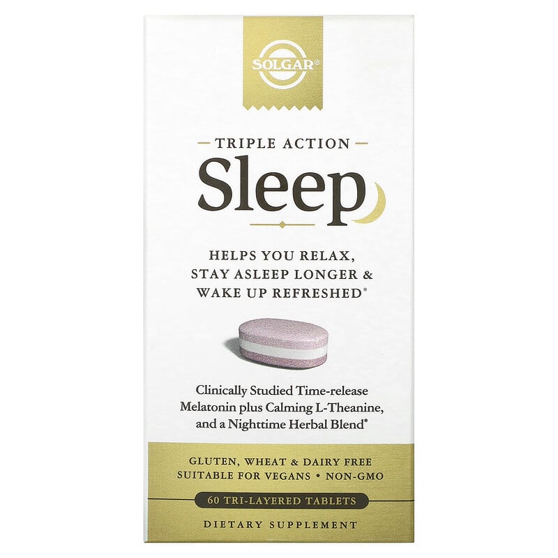 Solgar Sleep Triple Action 60 Tri-Layered Tablets 33984006560