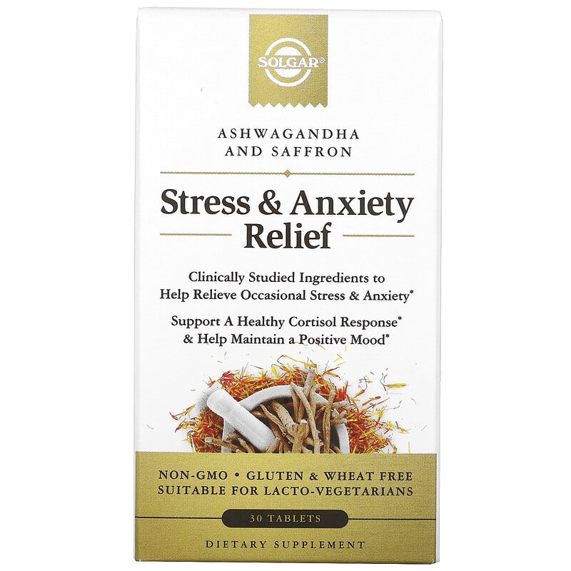 Solgar Stress & Anxiety Relief Ashwagandha and Saffron 30 Tablets 33984005532