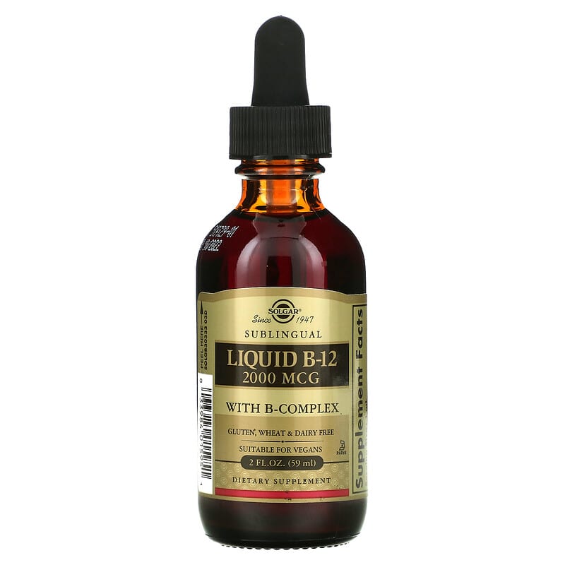 Solgar, Sublingual, Liquid B-12, 2,000 mcg, 2 fl oz (59 ml) 33984015951
