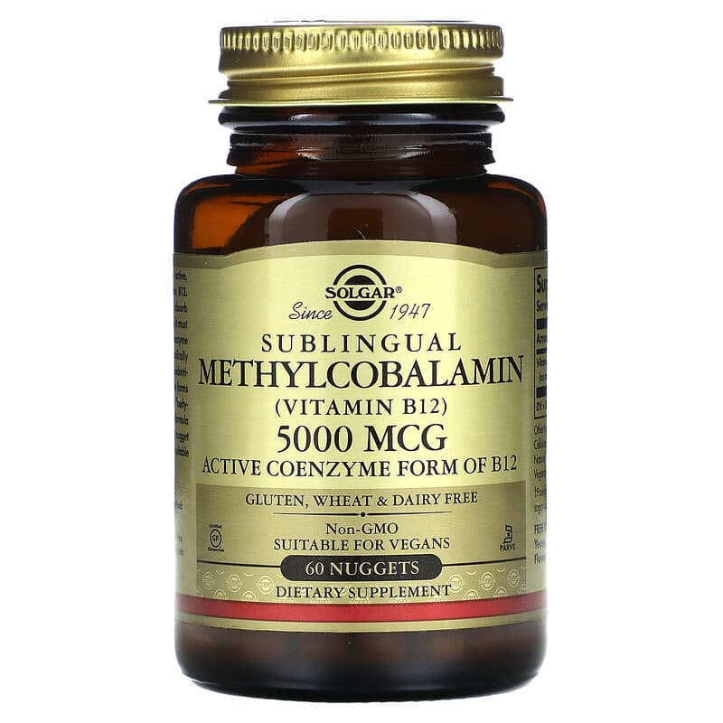 Solgar Sublingual Methylcobalamin (Vitamin B12) 5,000 mcg 60 Nuggets 33984019591