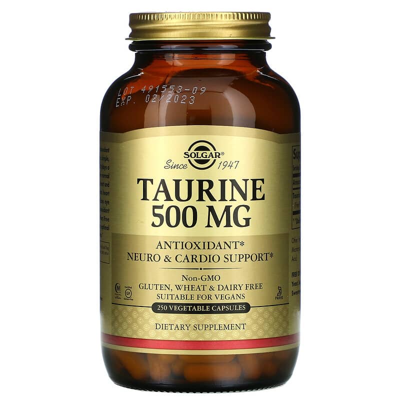 Solgar Taurine 500 mg 250 Vegetable Capsules 33984027022