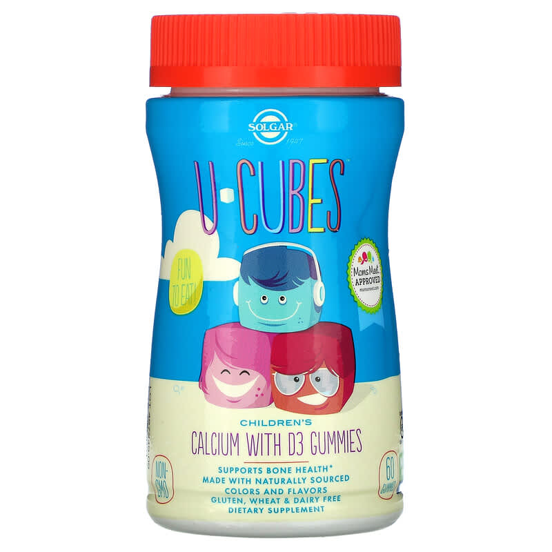 Solgar U-Cubes Children's Calcium With D3 Pink Lemonade Blueberry Strawberry 60 Gummies 33984576070