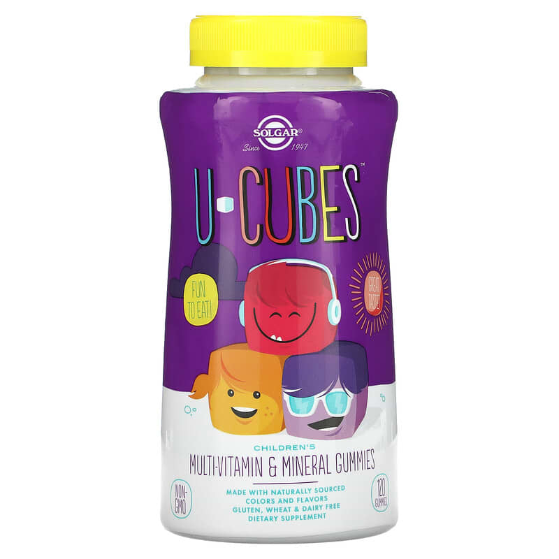 Solgar U-Cubes Children's Multi-Vitamin & Mineral Gummies Cherry & Orange 120 Gummies 33984525511