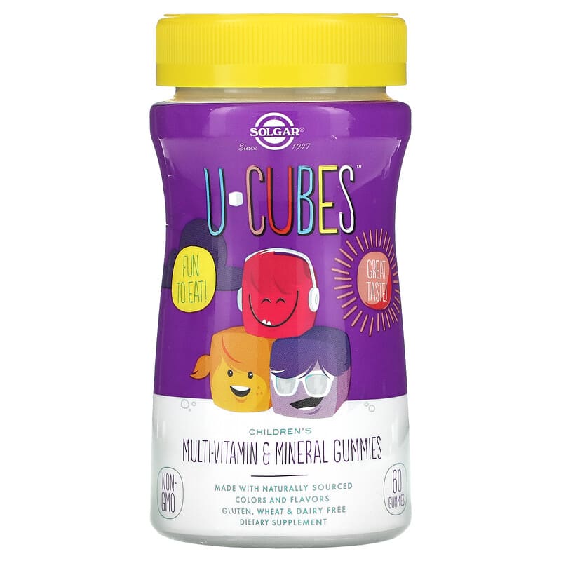 Solgar U-Cubes Children's Multi-Vitamin & Mineral Gummies Cherry & Orange 60 Gummies 33984525504