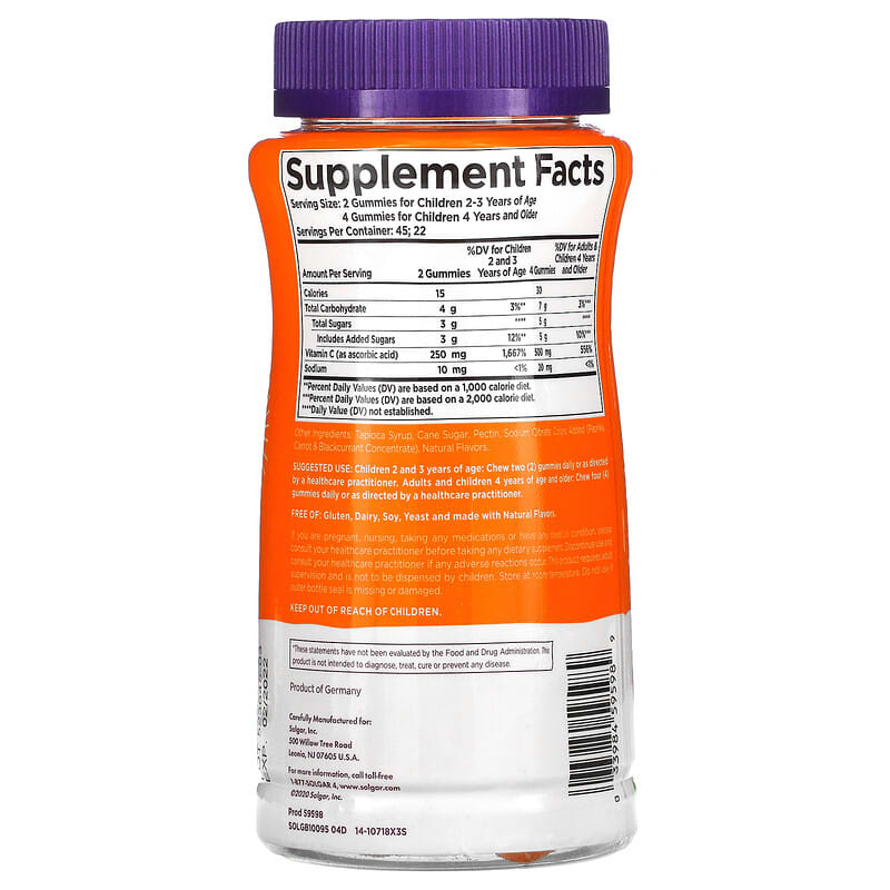 Solgar, U-Cubes, Children's Vitamin C Gummies, Orange & Strawberry, 90 Gummies 33984595989