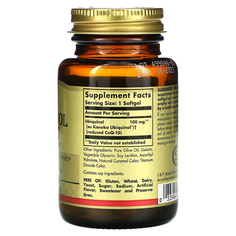 Solgar, Ubiquinol (Reduced CoQ10), 100 mg, 50 Softgels 33984026414