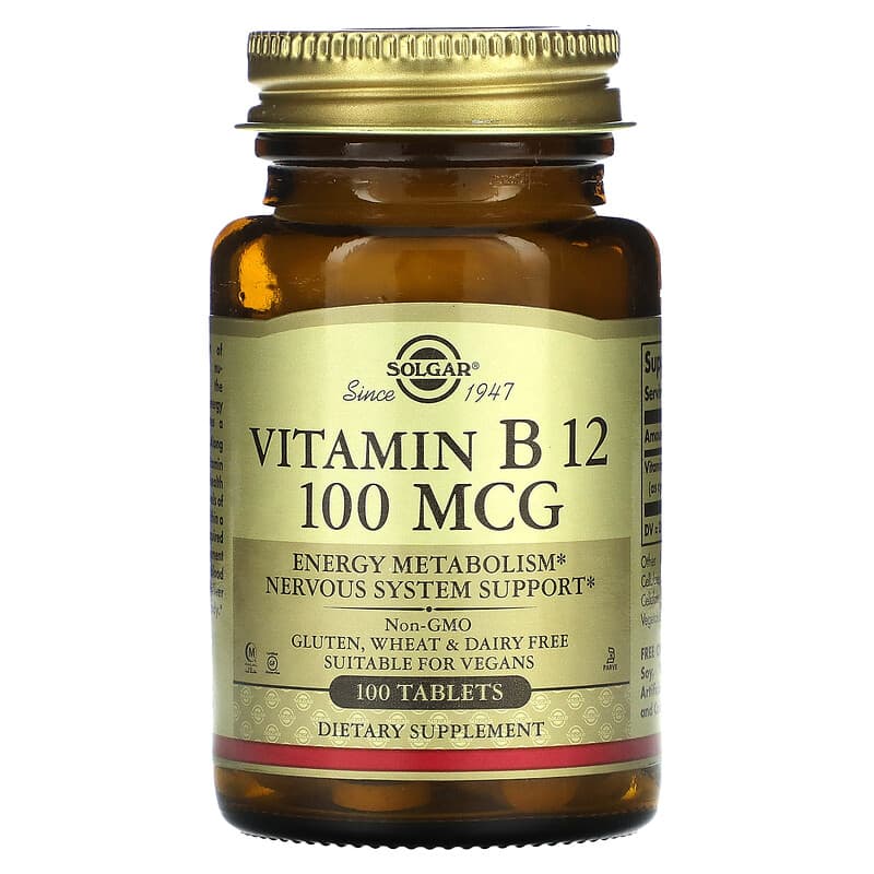 Solgar Vitamin B12 100 mcg 100 Tablets 33984031807