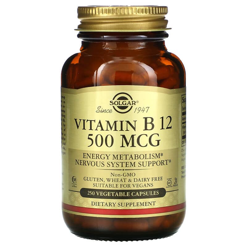 Solgar Vitamin B12 500 mcg 250 Vegetable Capsules 33984032118
