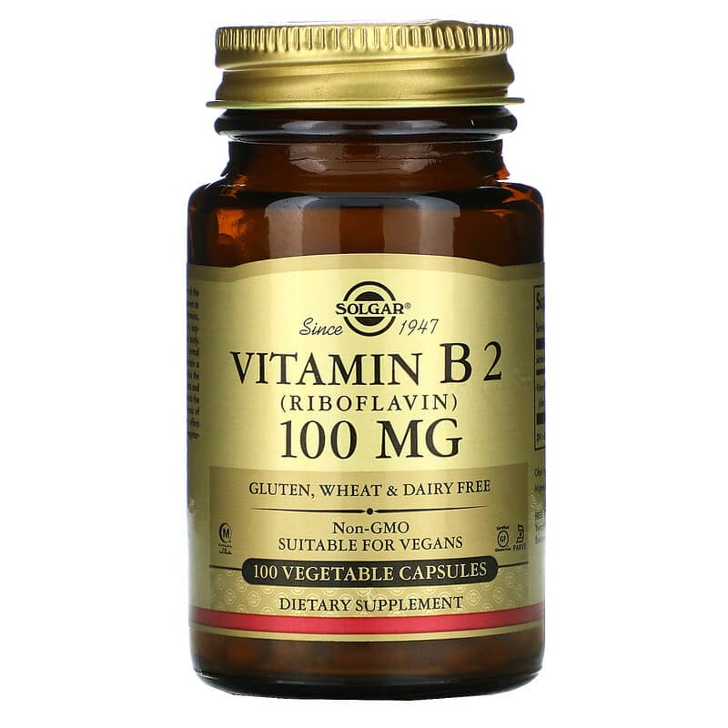Solgar Vitamin B2 (Riboflavin) 100 mg 100 Vegetable Capsules 33984030503