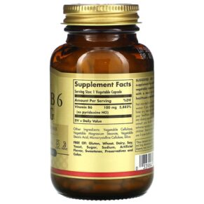 Solgar, Vitamin B6, 100 mg, 250 Vegetable Capsules 33984031111