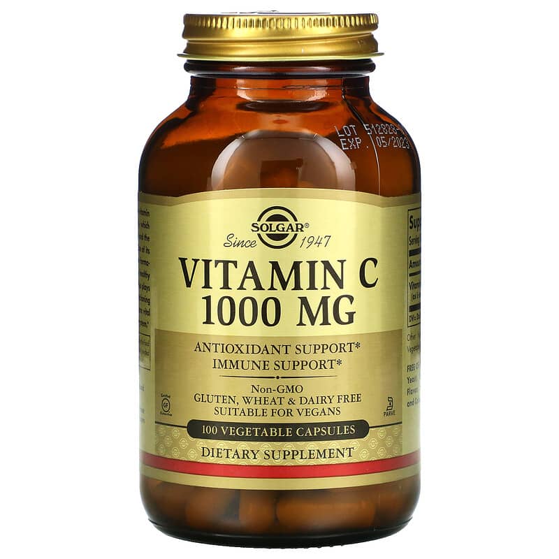 Solgar Vitamin C 1,000 mg 100 Vegetable Capsules 33984032804