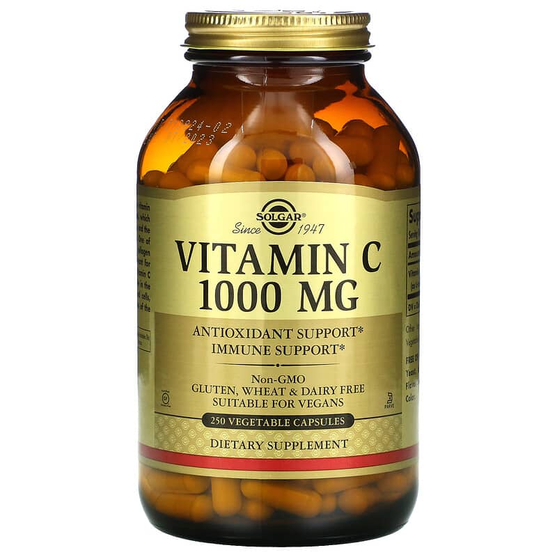 Solgar Vitamin C 1,000 mg 250 Vegetable Capsules 33984032811