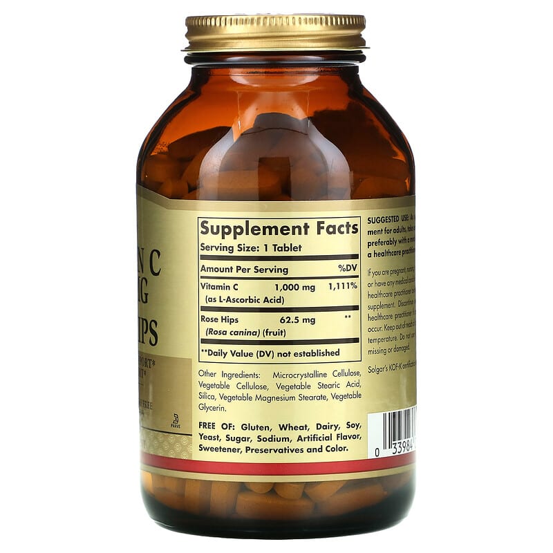 Solgar, Vitamin C with Rose Hips, 1,000 mg, 250 Tablets 33984024014