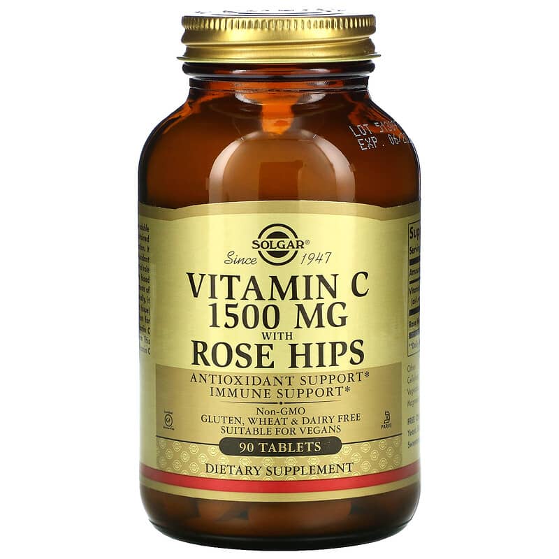 Solgar Vitamin C with Rose Hips 1,500 mg 90 Tablets 33984024205