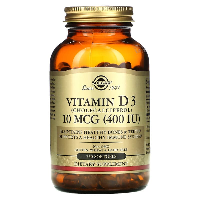 Solgar Vitamin D3 10 mcg (400 IU) 250 Softgels 33984033214