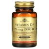 Solgar Vitamin D3 (Cholecalciferol) 125 mcg (5,000 IU) 100 Softgels 33984193772