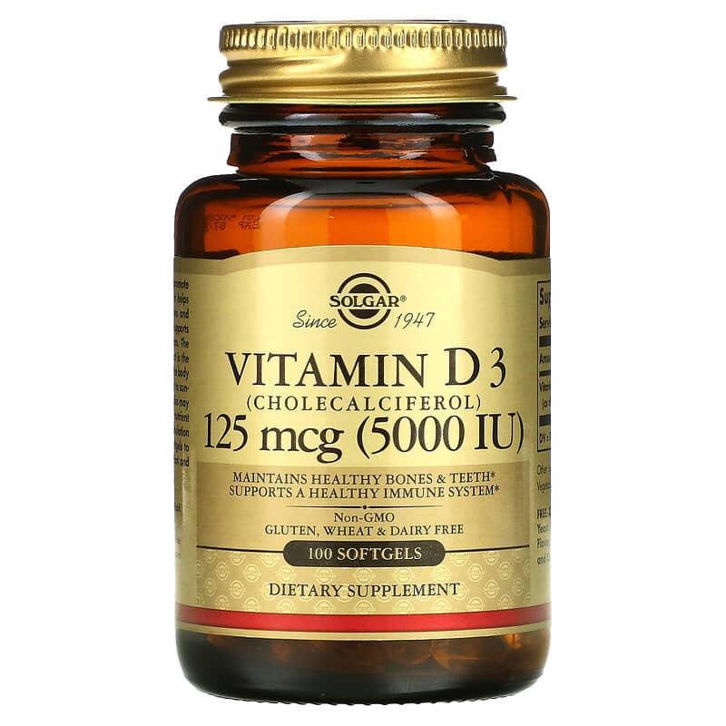 Solgar Vitamin D3 (Cholecalciferol) 125 mcg (5,000 IU) 100 Softgels 33984193772