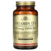 Solgar Vitamin D3 (Cholecalciferol) 125 mcg (5,000 IU) 240 Vegetable Capsules 33984033146