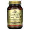 Solgar Vitamin D3 (Cholecalciferol) 125 mcg (5000 IU) 120 Vegetable Capsules 33984033139