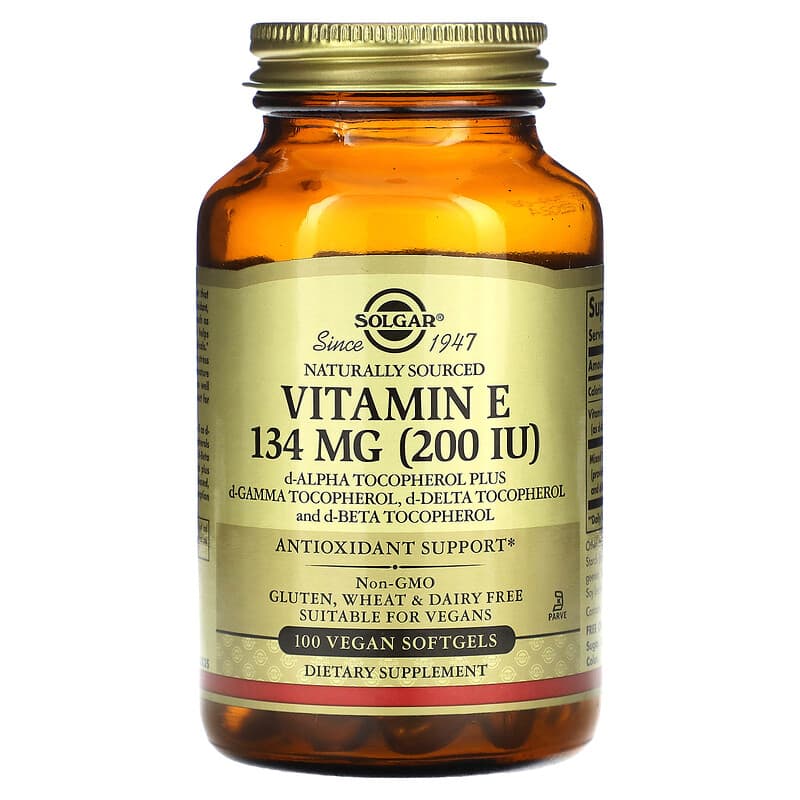 Solgar Vitamin E 134 mg (200 IU) 100 Vegan Softgels 33984035065