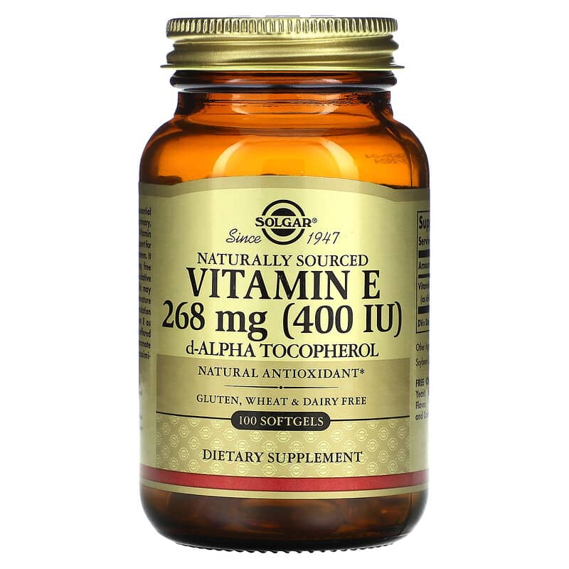 Solgar Vitamin E Naturally Sourced 268 mg (400 IU) 100 Softgels 33984035218