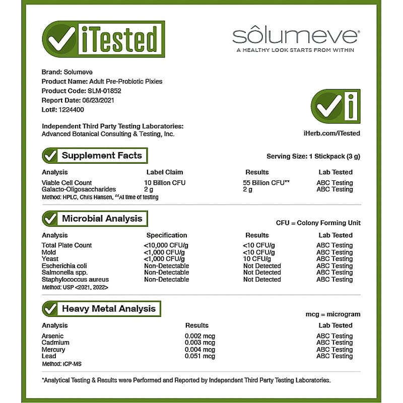 Solumeve, Adult Pre-Probiotic Pixies, Blackberry Flavor, 10 Billion CFUs, 30 Stickpacks, 0.11 oz (3 g) Each 898220018529