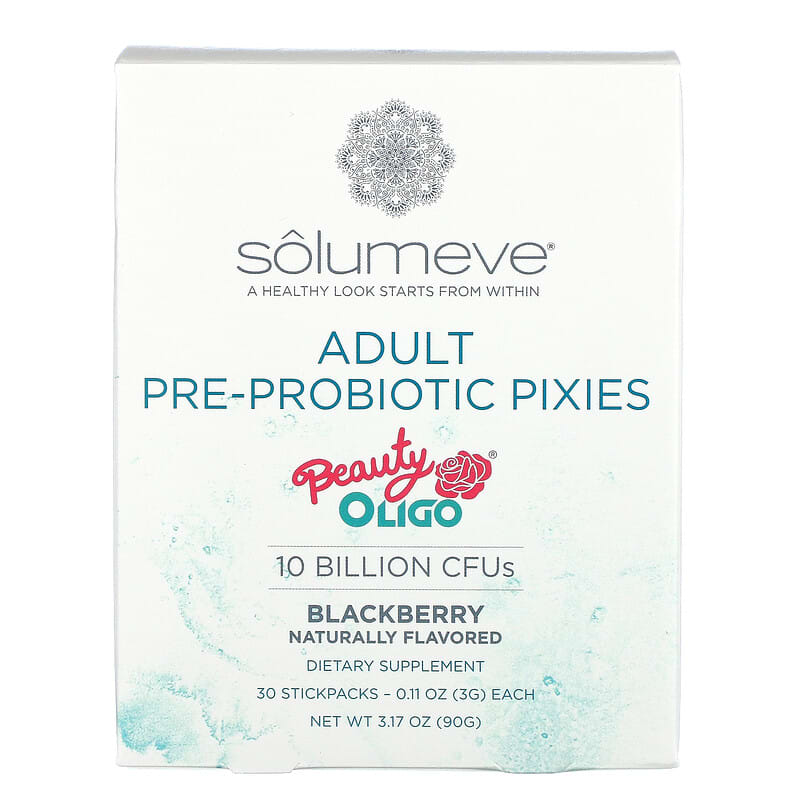 Solumeve Adult Pre-Probiotic Pixies Blackberry Flavor 10 Billion CFUs 30 Stickpacks 0.11 oz (3 g) Each 898220018529
