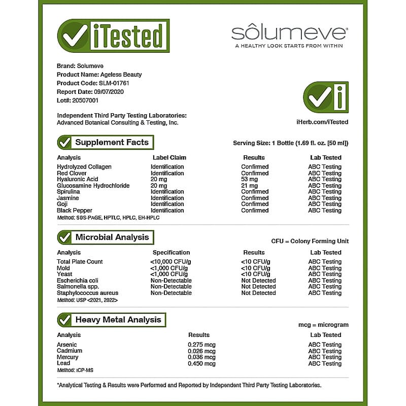 Solumeve, Ageless Beauty, Liquid Marine Collagen, 10 Bottles, 1.69 fl oz (50 ml) Each 898220017614
