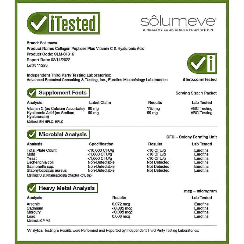 Solumeve, Collagen Peptides Plus Vitamin C & Hyaluronic Acid, Pomegranate, 30 Packets, 0.18 oz (5.15 g) Each 898220013166