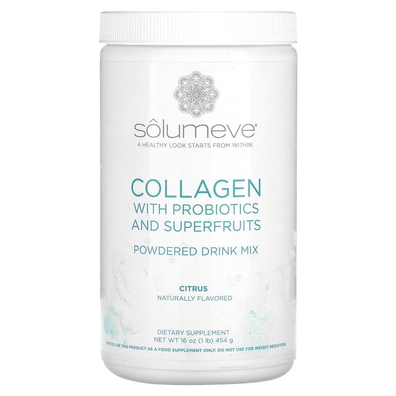 Solumeve Collagen with Probiotics and Superfruits Powdered Drink Mix Citrus 16 oz (454 g) 898220016525