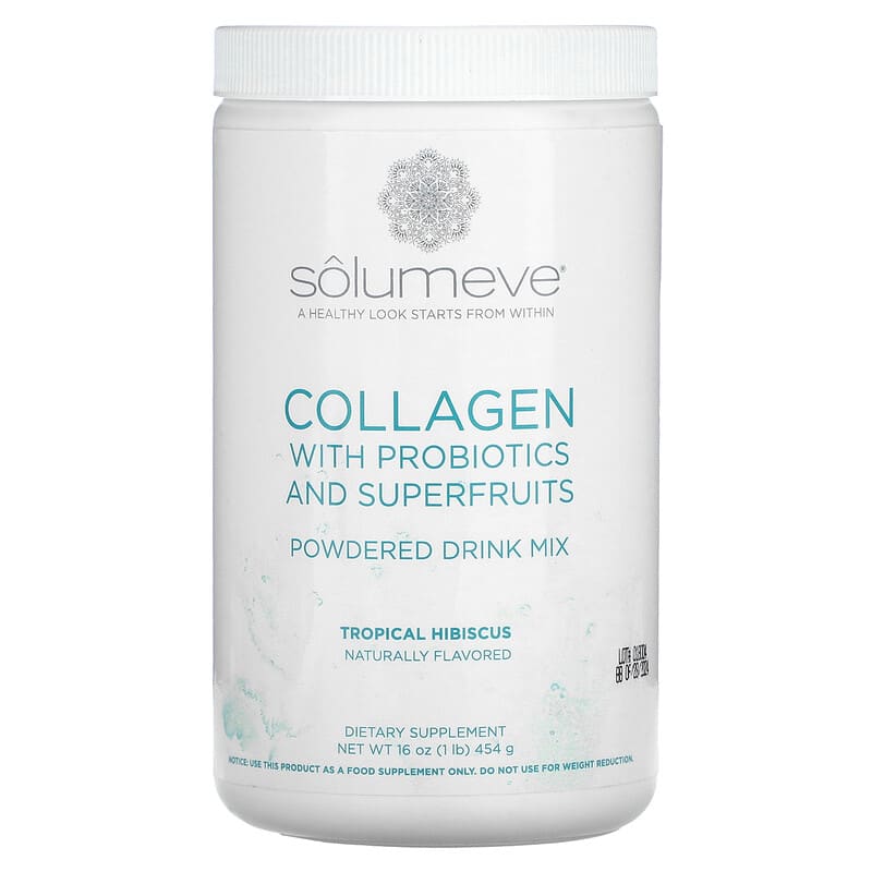 Solumeve Collagen with Probiotics and Superfruits Powdered Drink Mix Tropical Hibiscus 16 oz (454 g) 898220016549