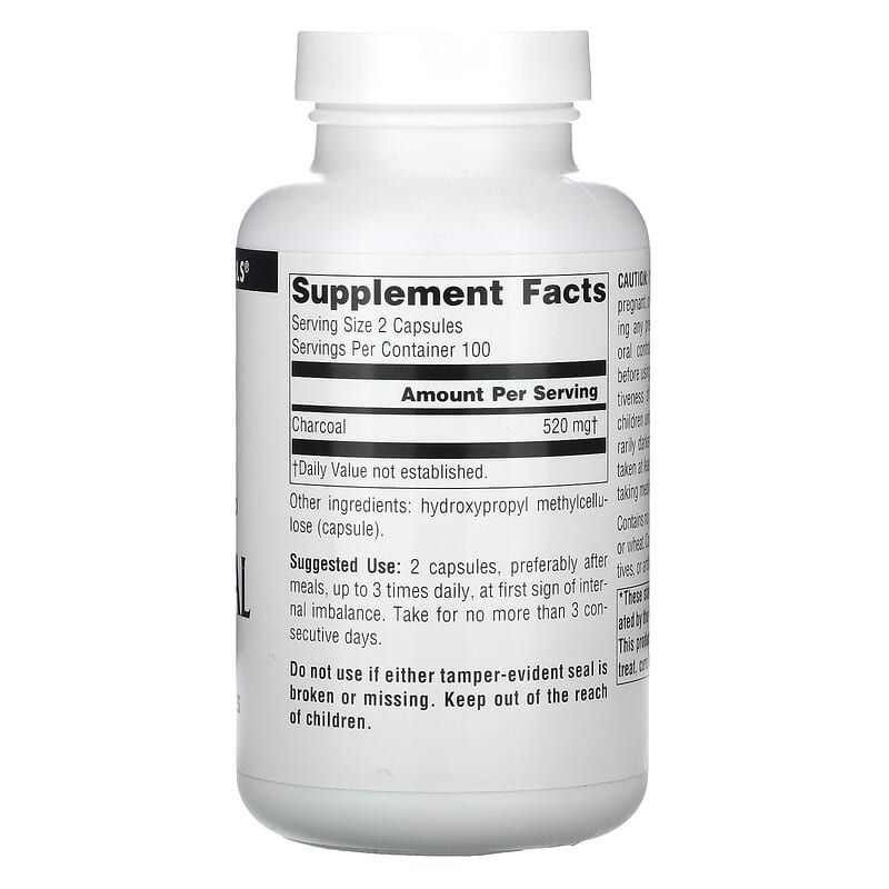 Source Naturals, 100% Pure Activated Charcoal, 260 mg, 200 Capsules 21078001362