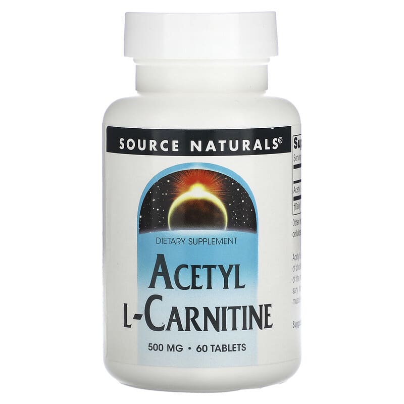 Source Naturals Acetyl L-Carnitine 500 mg 60 Tablets 21078004998