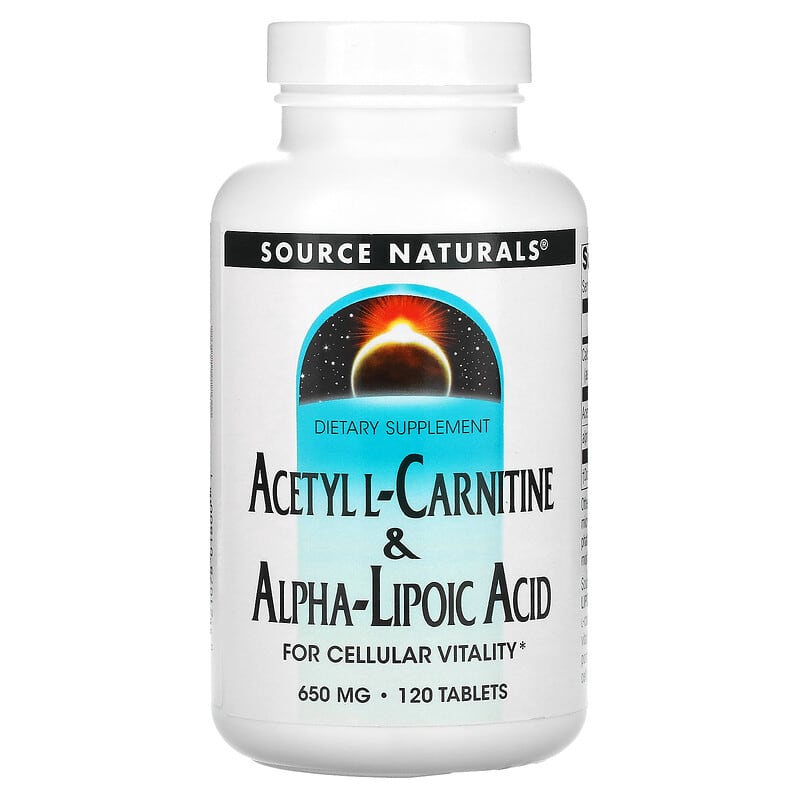 Source Naturals Acetyl L-Carnitine & Alpha-Lipoic Acid 650 mg 120 Tablets 21078018001