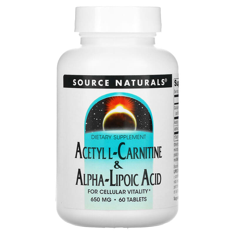 Source Naturals Acetyl L-Carnitine & Alpha-Lipoic Acid 650 mg 60 Tablets 21078017998