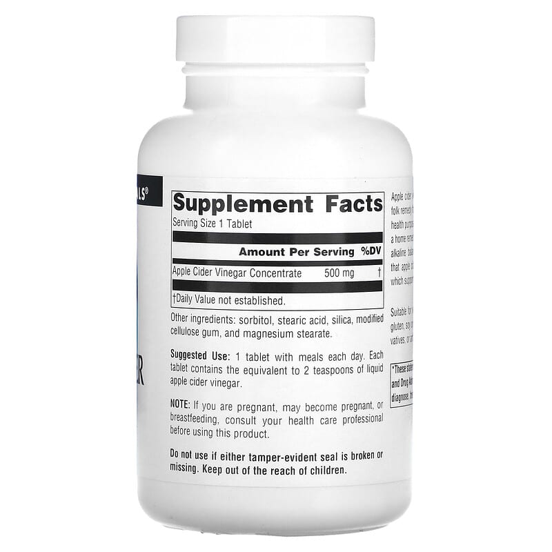 Source Naturals, Apple Cider Vinegar, 500 mg, 180 Tablets 21078013563