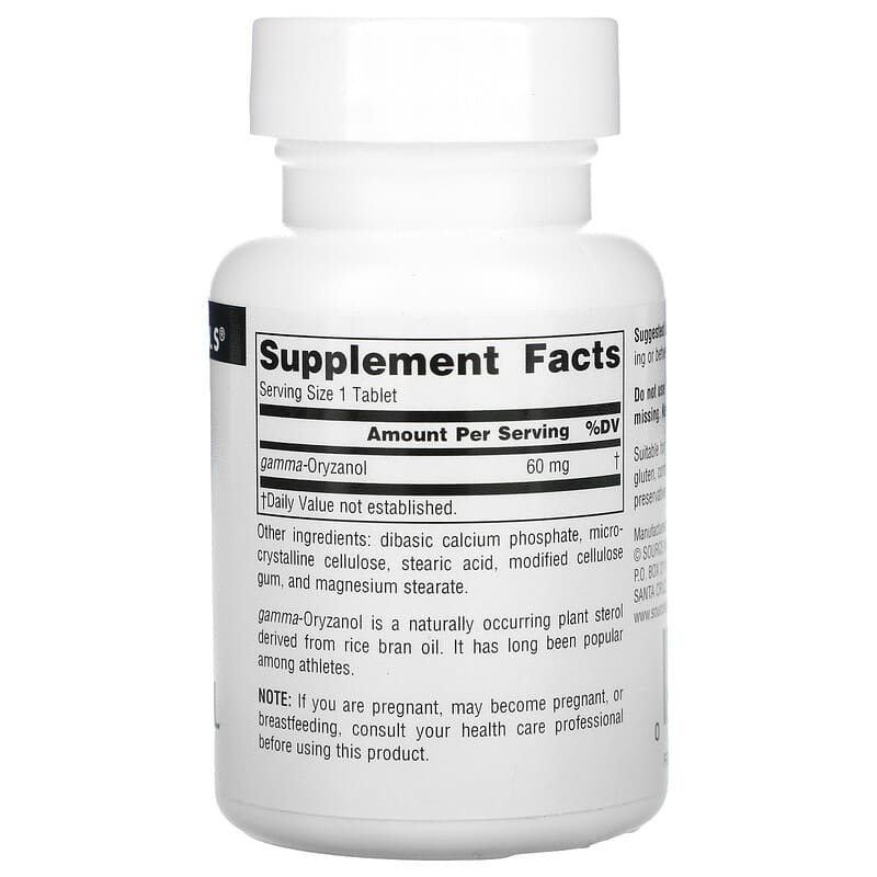 Source Naturals, Athletic Series, Gamma Oryzanol, 60 mg, 100 Tablets 21078006848