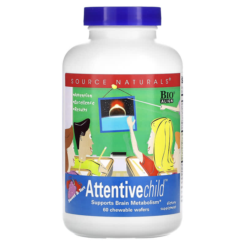 Source Naturals Attentive Child Sweet & Tart 60 Chewable Wafers 21078012146