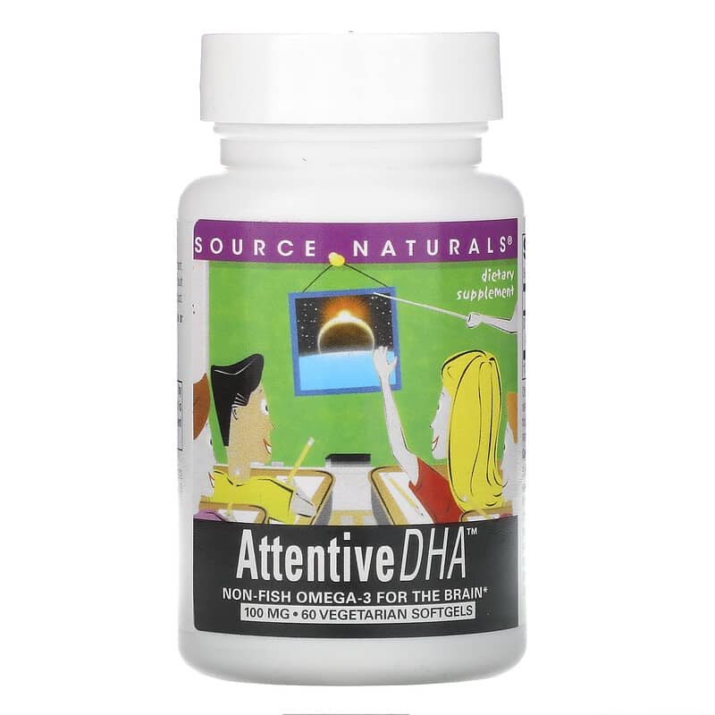 Source Naturals Attentive DHA 100 mg 60 Vegetarian Softgels 21078012023