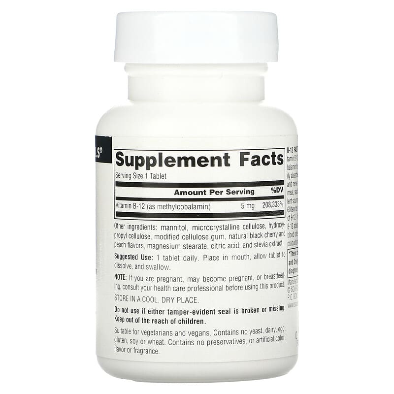 Source Naturals, B-12 Fast Melt, 5 mg, 60 Tablets 21078024620