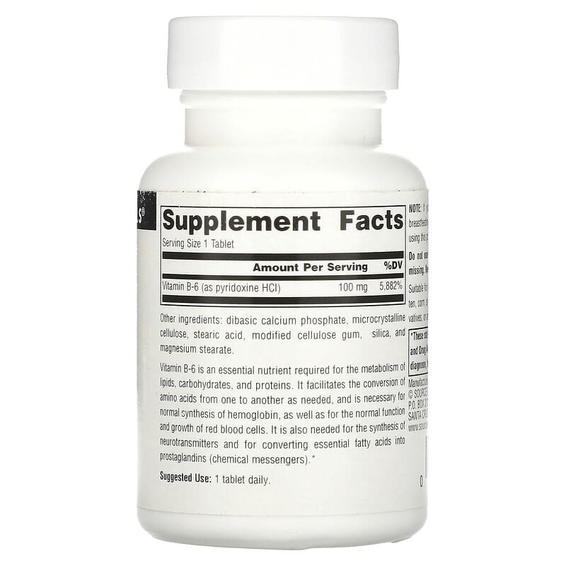 Source Naturals, B-6, 100 mg, 100 Tablets 21078004134