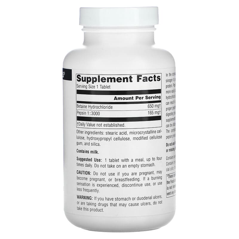 Source Naturals, Betaine HCl, 650 mg, 180 Tablets 21078013624