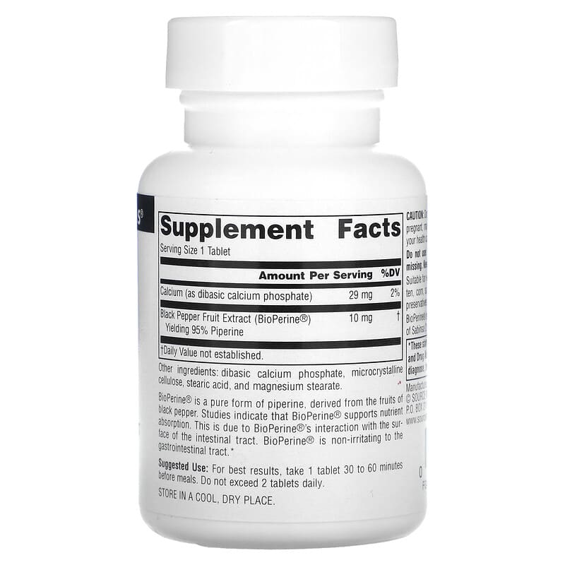 Source Naturals, BioPerine, 10 mg, 120 Tablets 21078006442