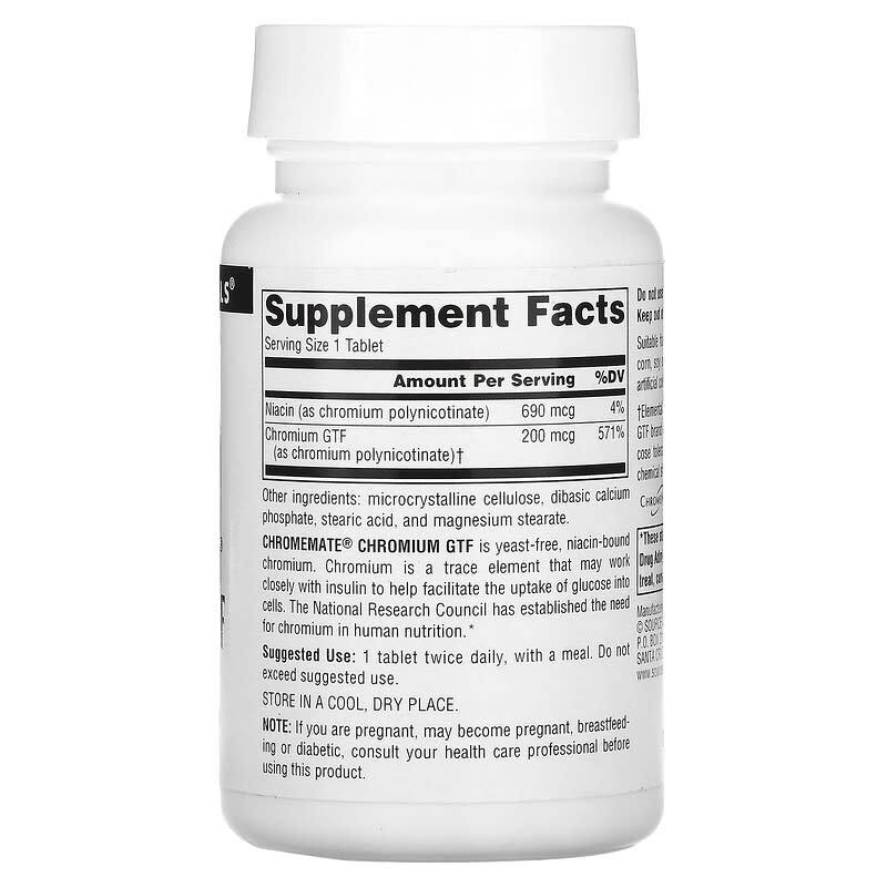 Source Naturals, Chromemate Chromium GTF, 200 mcg, 240 Tablets 21078001072