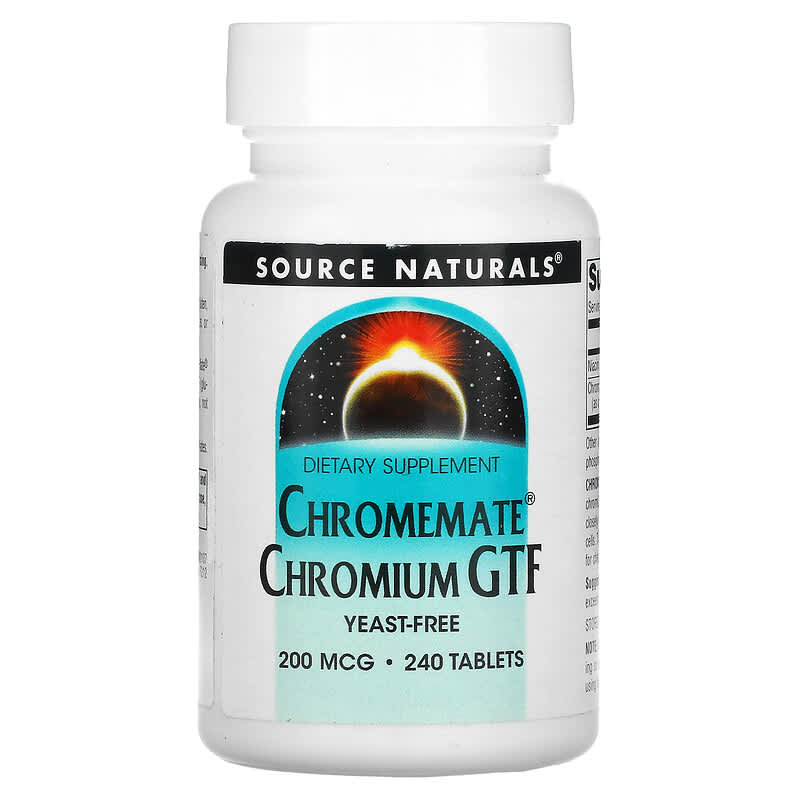 Source Naturals Chromemate Chromium GTF 200 mcg 240 Tablets 21078001072