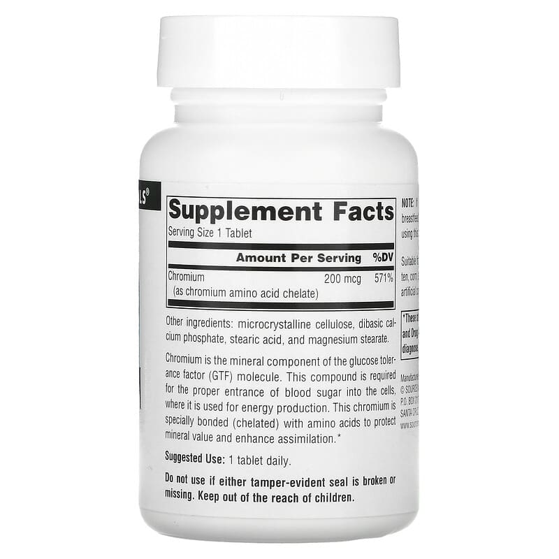 Source Naturals, Chromium, 200 mcg, 250 Tablets 21078003366