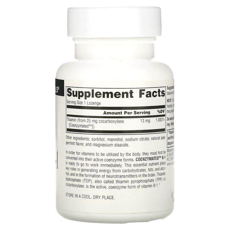 Source Naturals, Coenzymated B-1, 60 Lozenges 21078009337