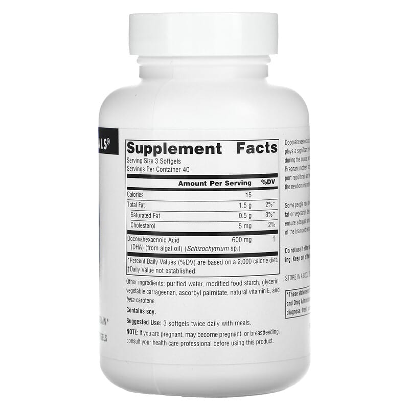 Source Naturals, DHA, 200 mg, 120 Vegetarian Softgels 21078006558