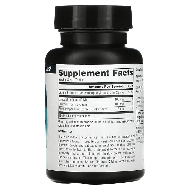 Source Naturals, DIM, 100 mg, 60 Tablets 21078015215